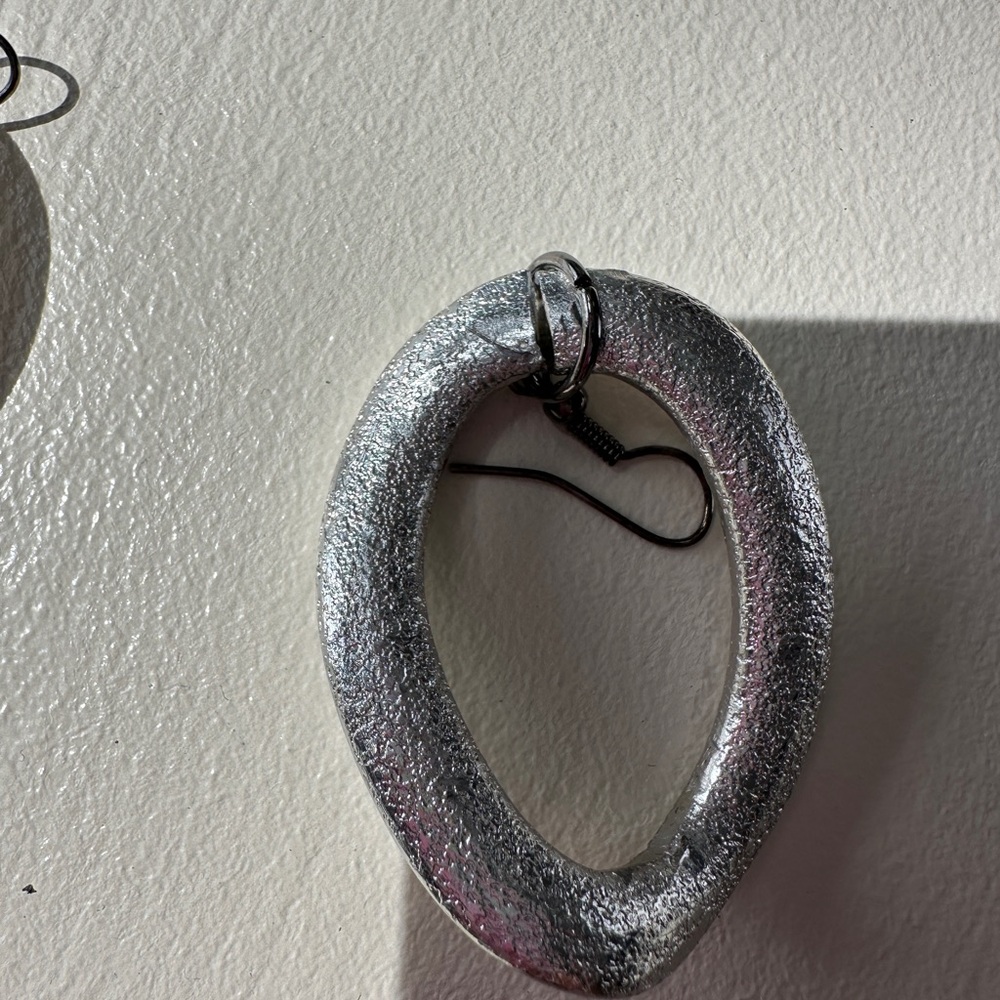 Silver Textured Hoop Earrings on wire
